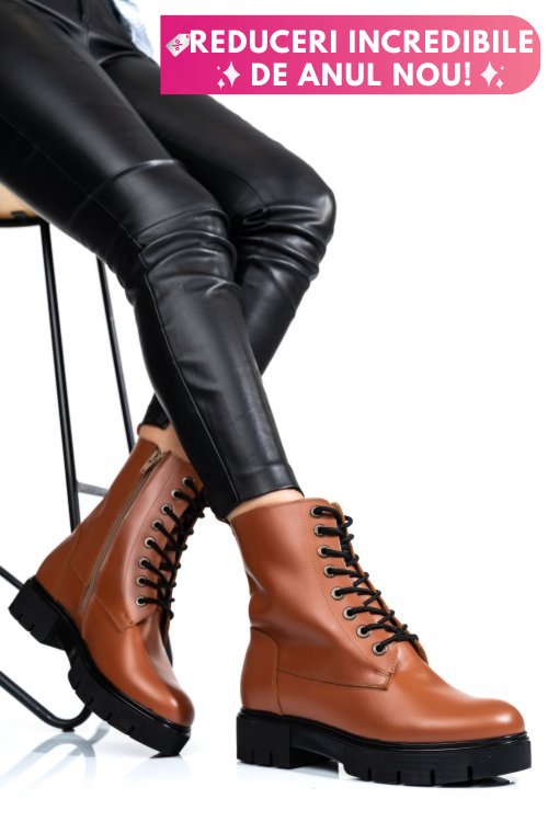 Ghete de iarna maro deschis piele naturala 1s7731