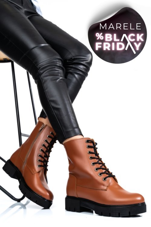 Ghete de iarna maro deschis piele naturala 1s7731