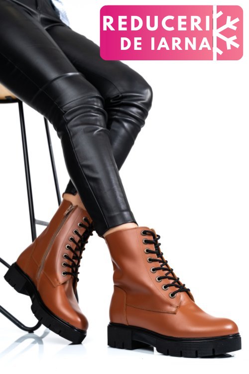 Ghete de iarna maro deschis piele naturala 1s7731