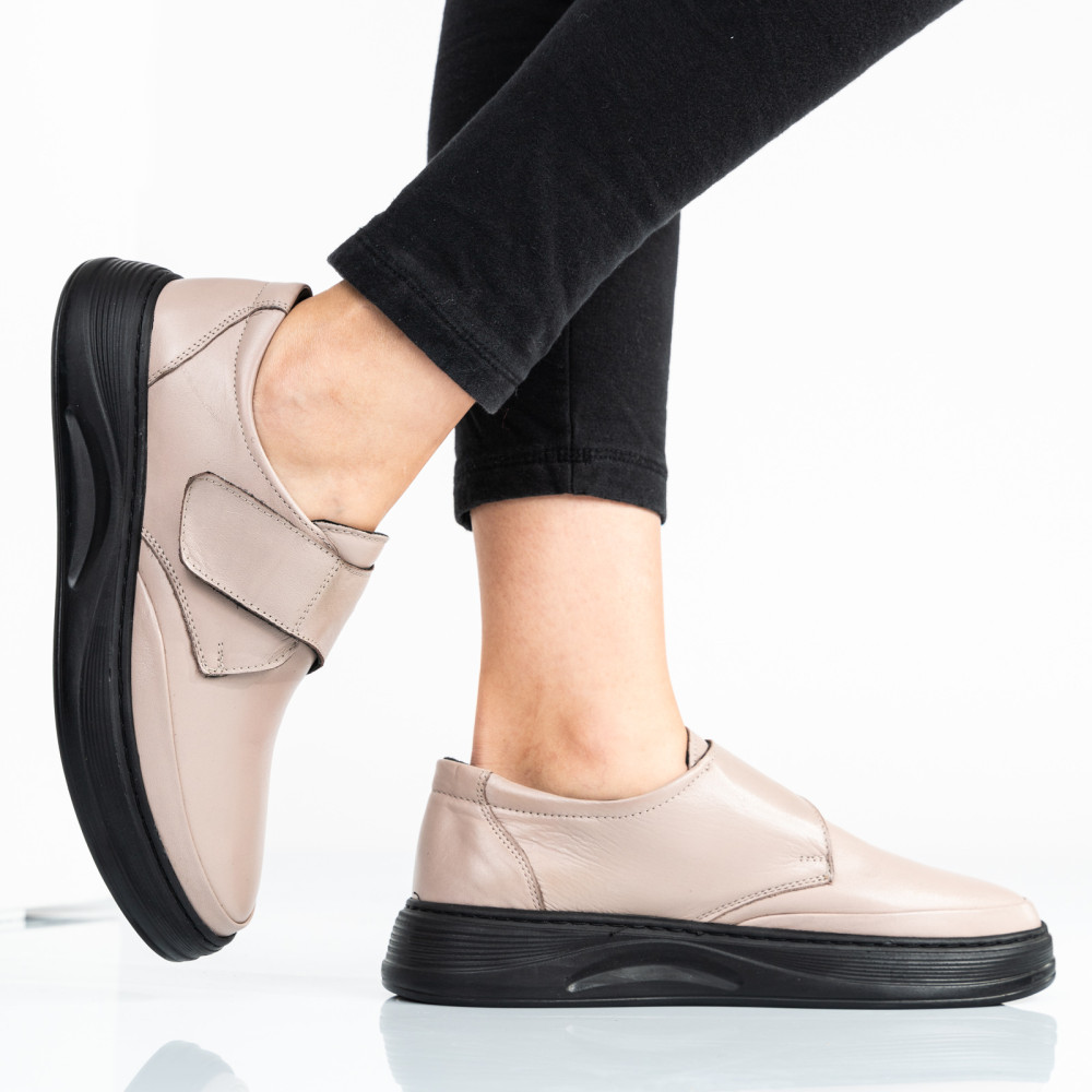 PANTOFI BEJ PIELE NATURALA APCKD440