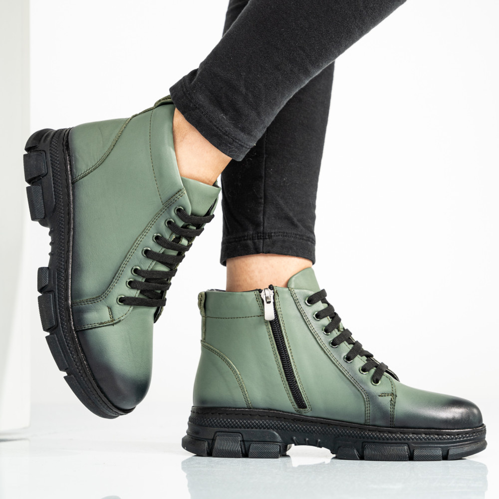 GHETE DAMA PIELE NATURALA VERZI KS77DB002