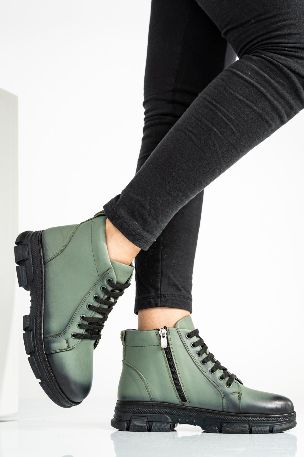 GHETE DAMA PIELE NATURALA VERZI KS77DB002