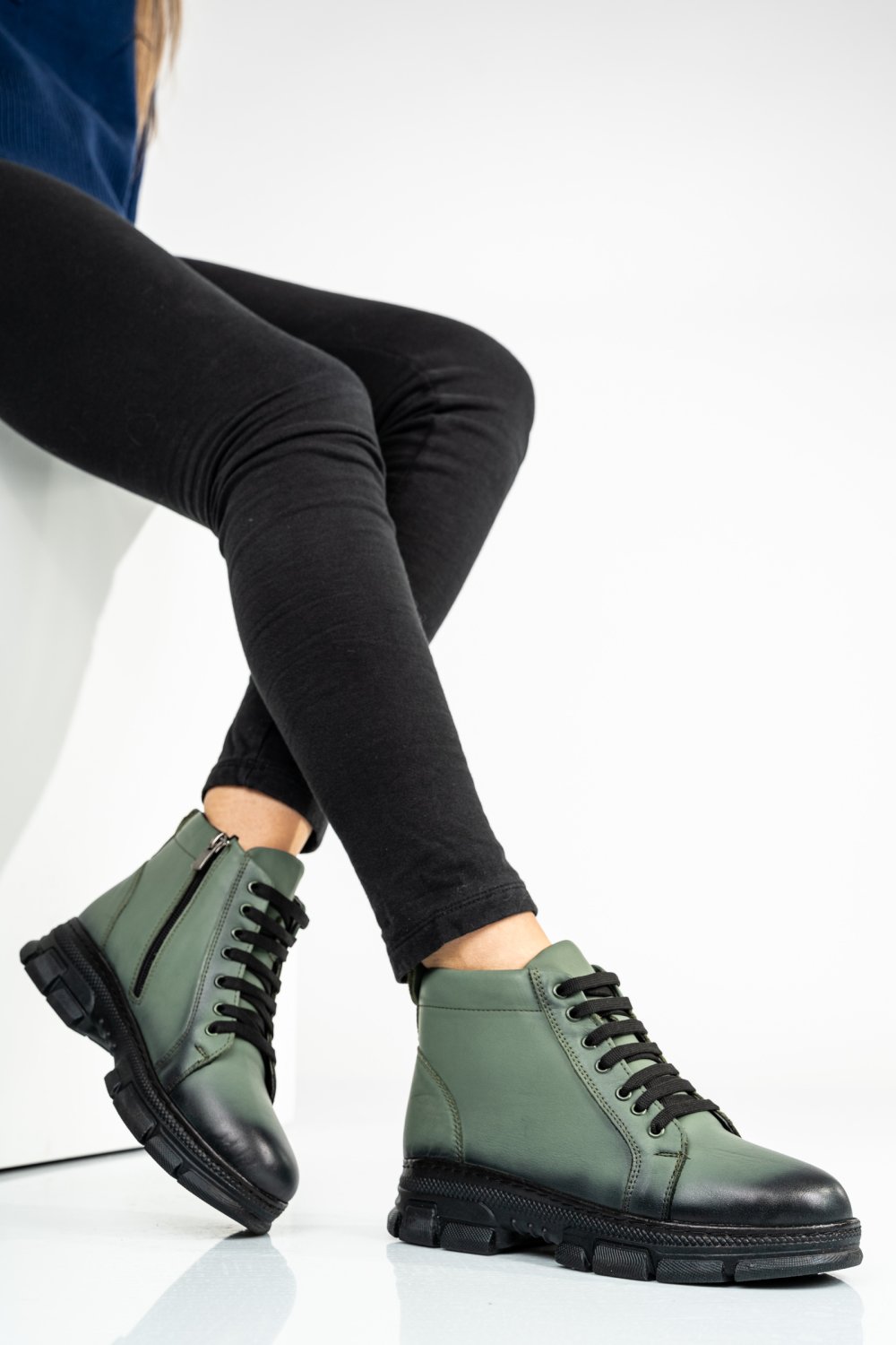 GHETE DAMA PIELE NATURALA VERZI KS77DB002