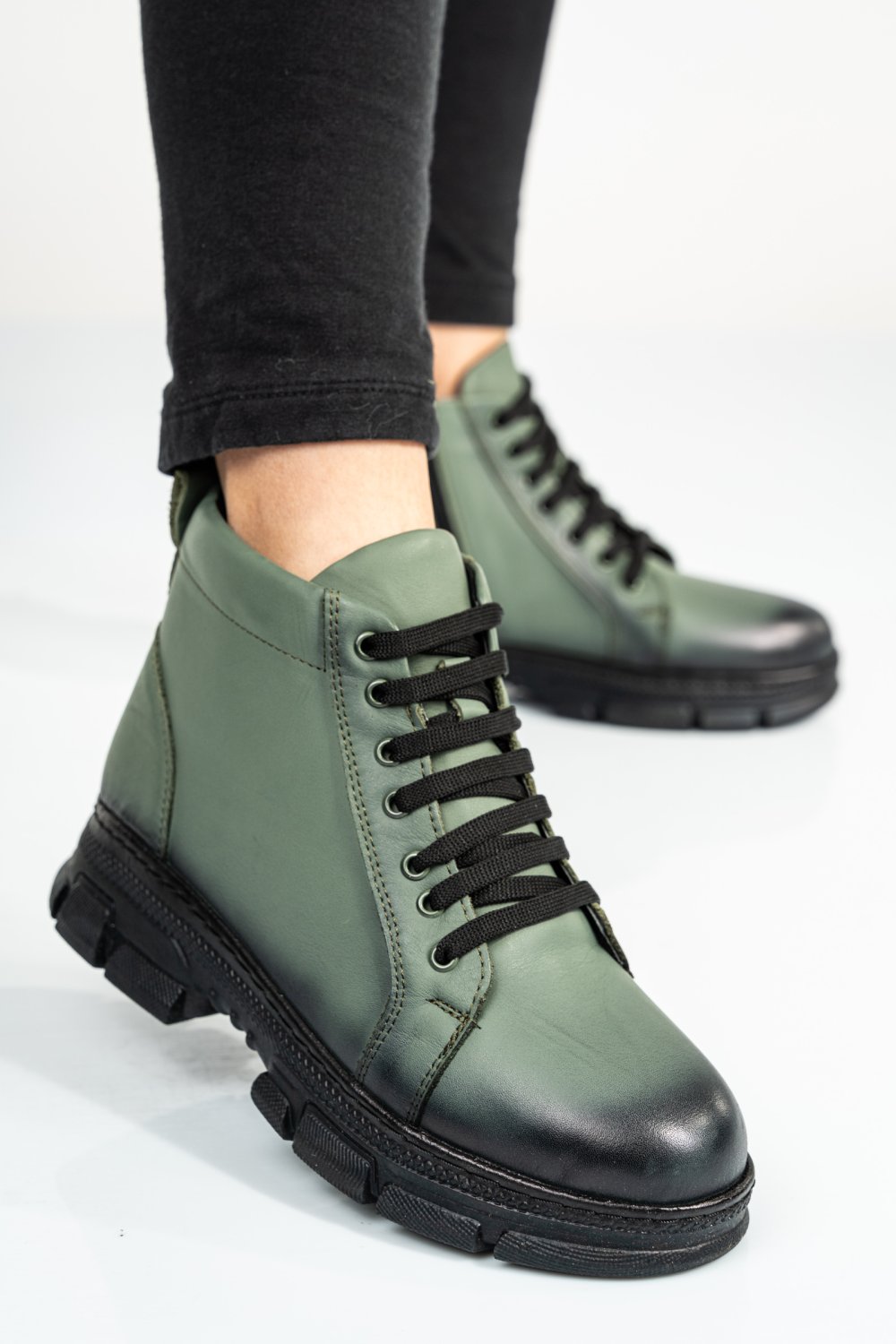 GHETE DAMA PIELE NATURALA VERZI KS77DB002