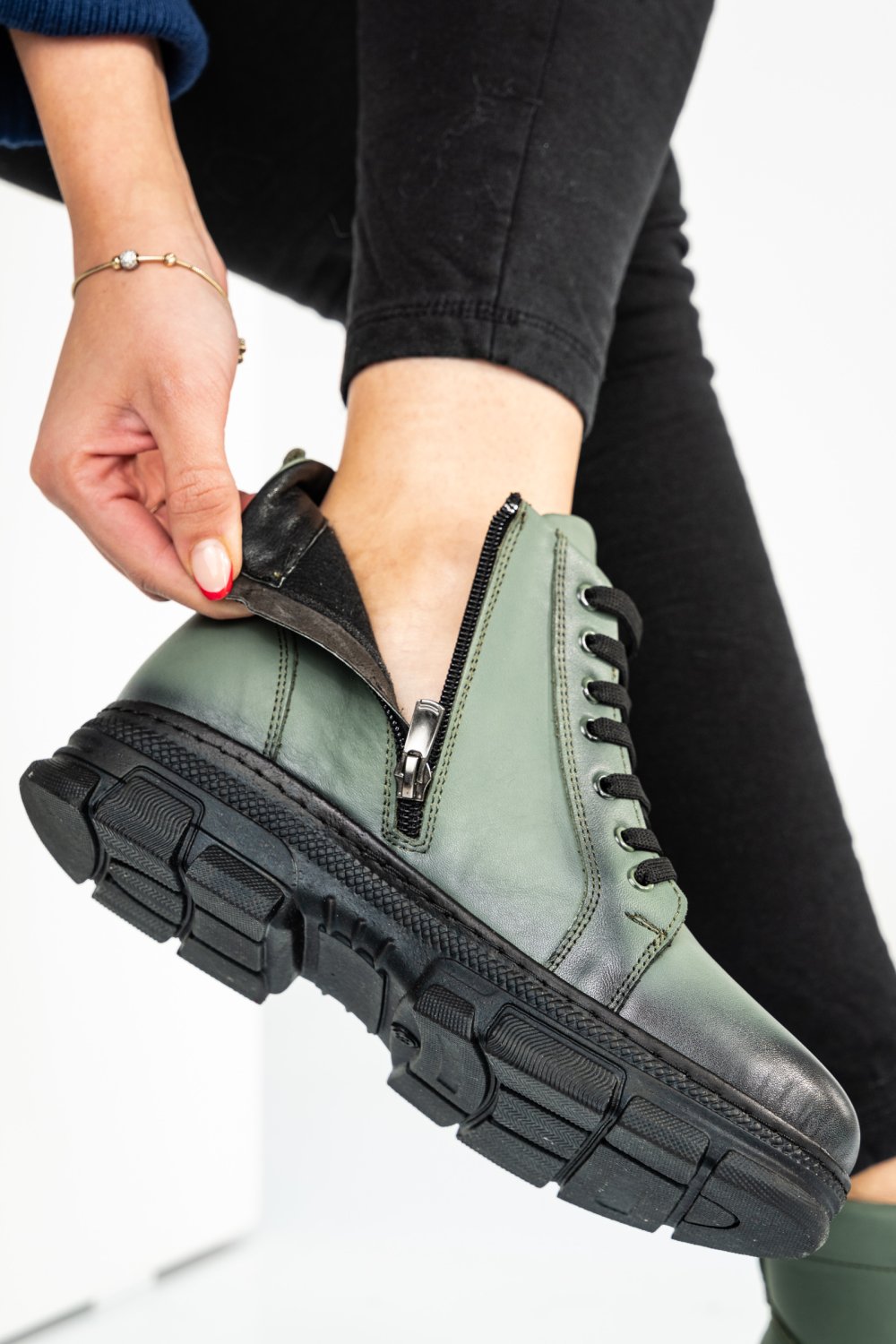 GHETE DAMA PIELE NATURALA VERZI KS77DB002