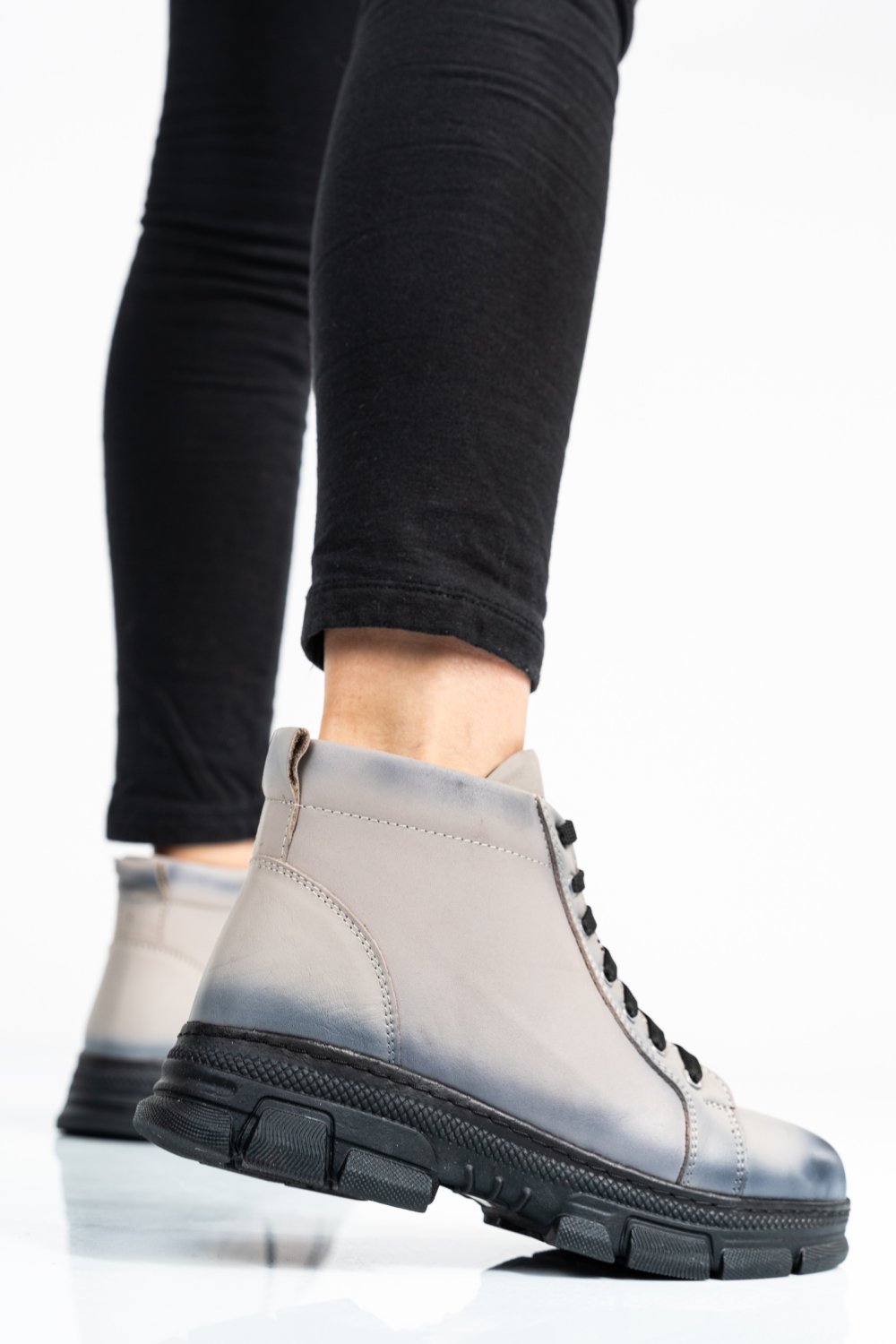 GHETE DAMA PIELE NATURALA GRI KS77DB003