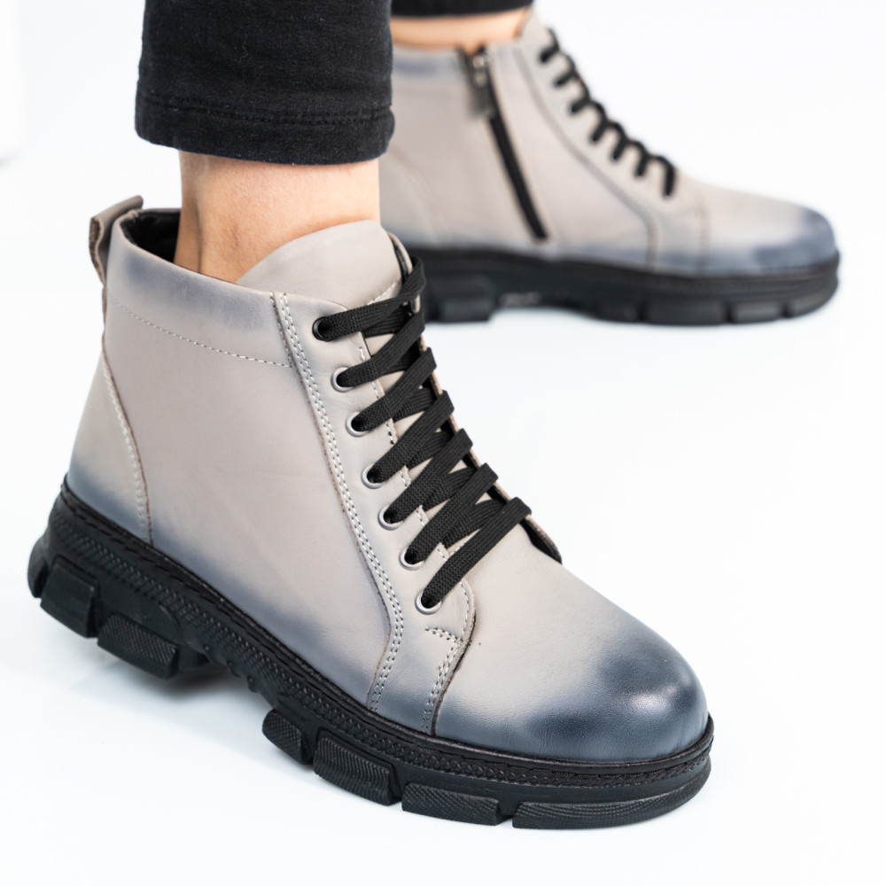 GHETE DAMA PIELE NATURALA GRI KS77DB003