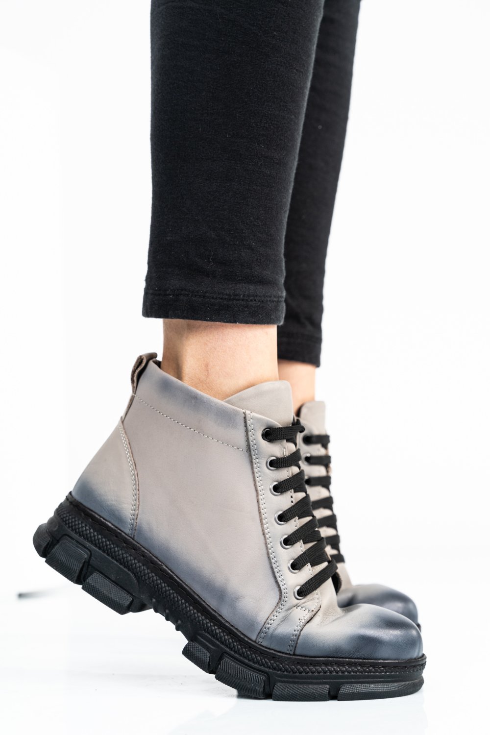 GHETE DAMA PIELE NATURALA GRI KS77DB003