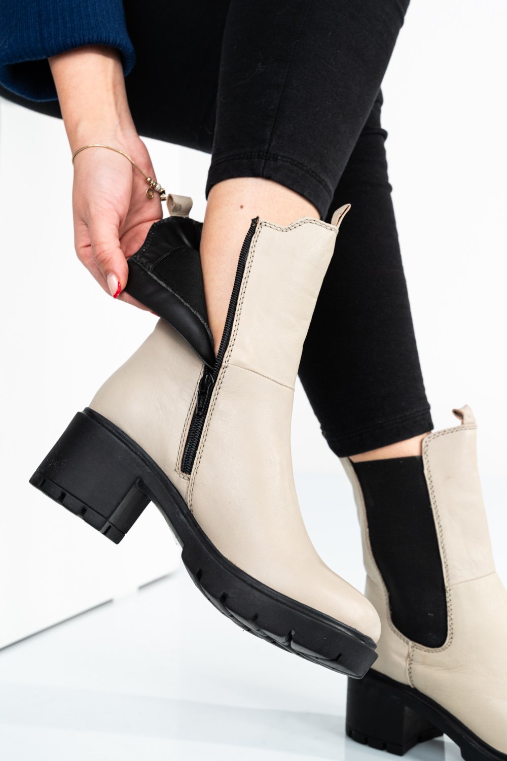 GHETE DAMA PIELE NATURALA BEJ 8S77799