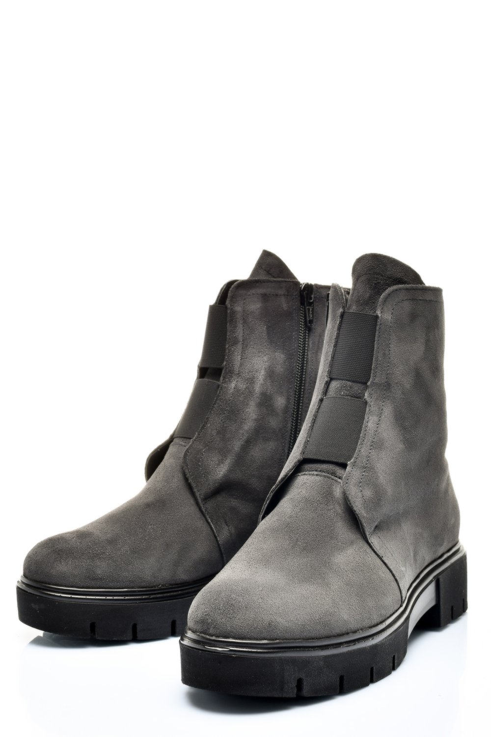 GHETE FEMEI PIELE NATURALA INTOARSA GRI INCHIS 1S7770