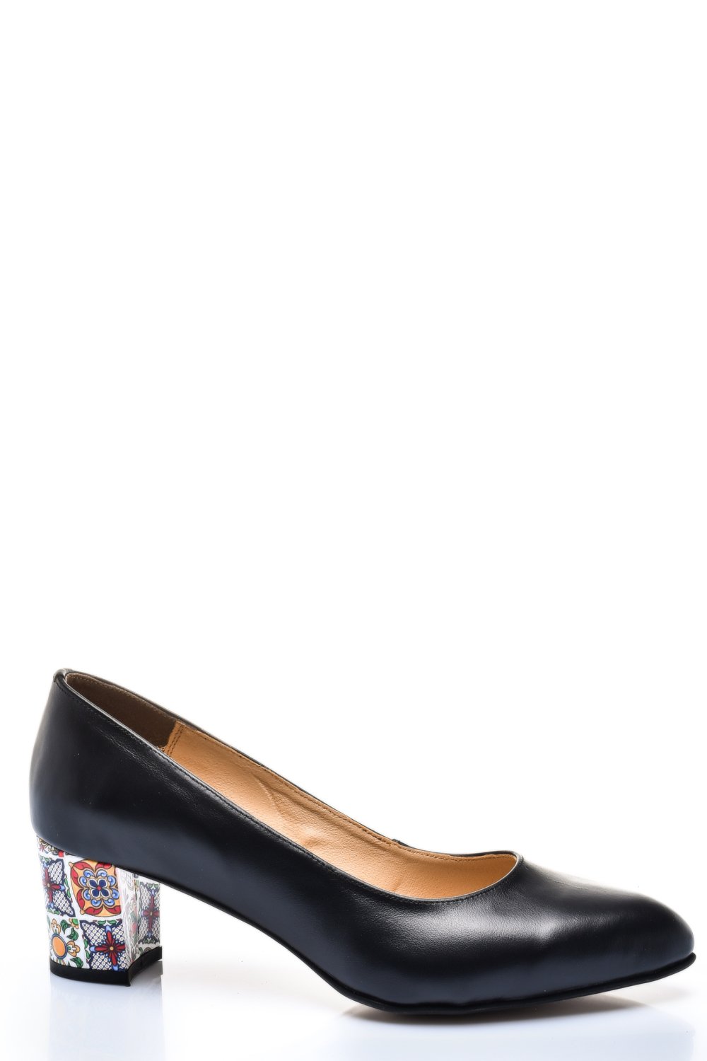 PANTOFI NEGRI FLORAL PIELE NATURALA 1PC507