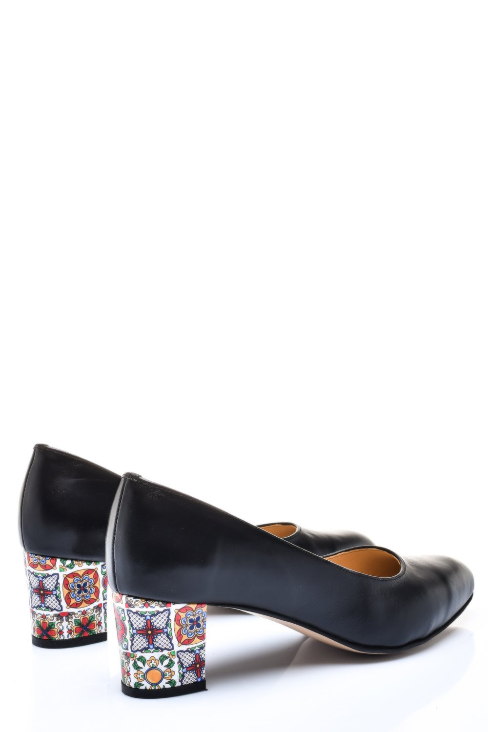 PANTOFI NEGRI FLORAL PIELE NATURALA 1PC507