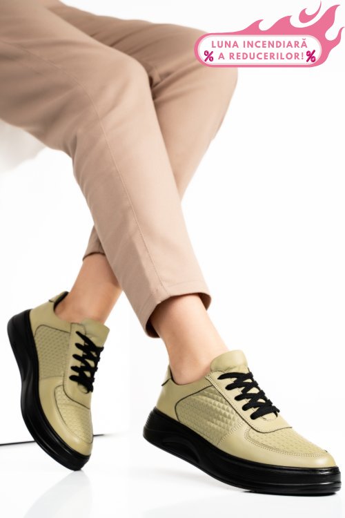 Pantofi verzi piele naturala apckd330