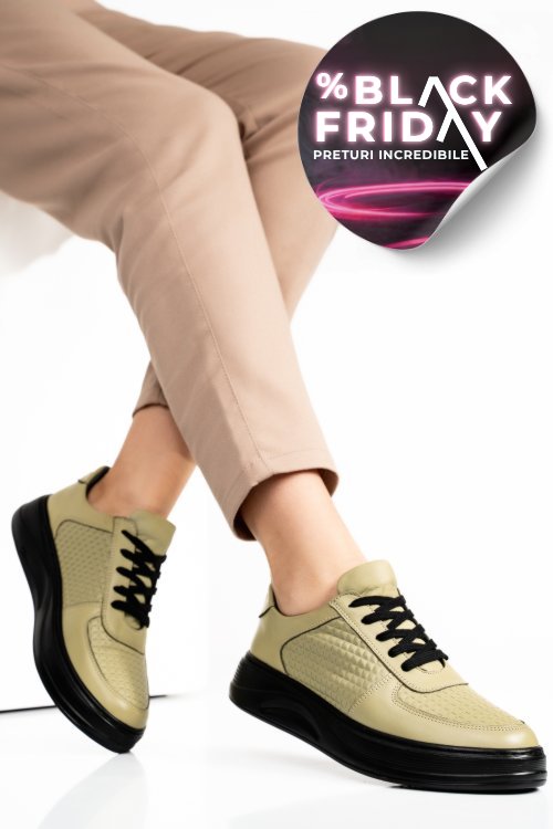 Pantofi verzi piele naturala apckd330