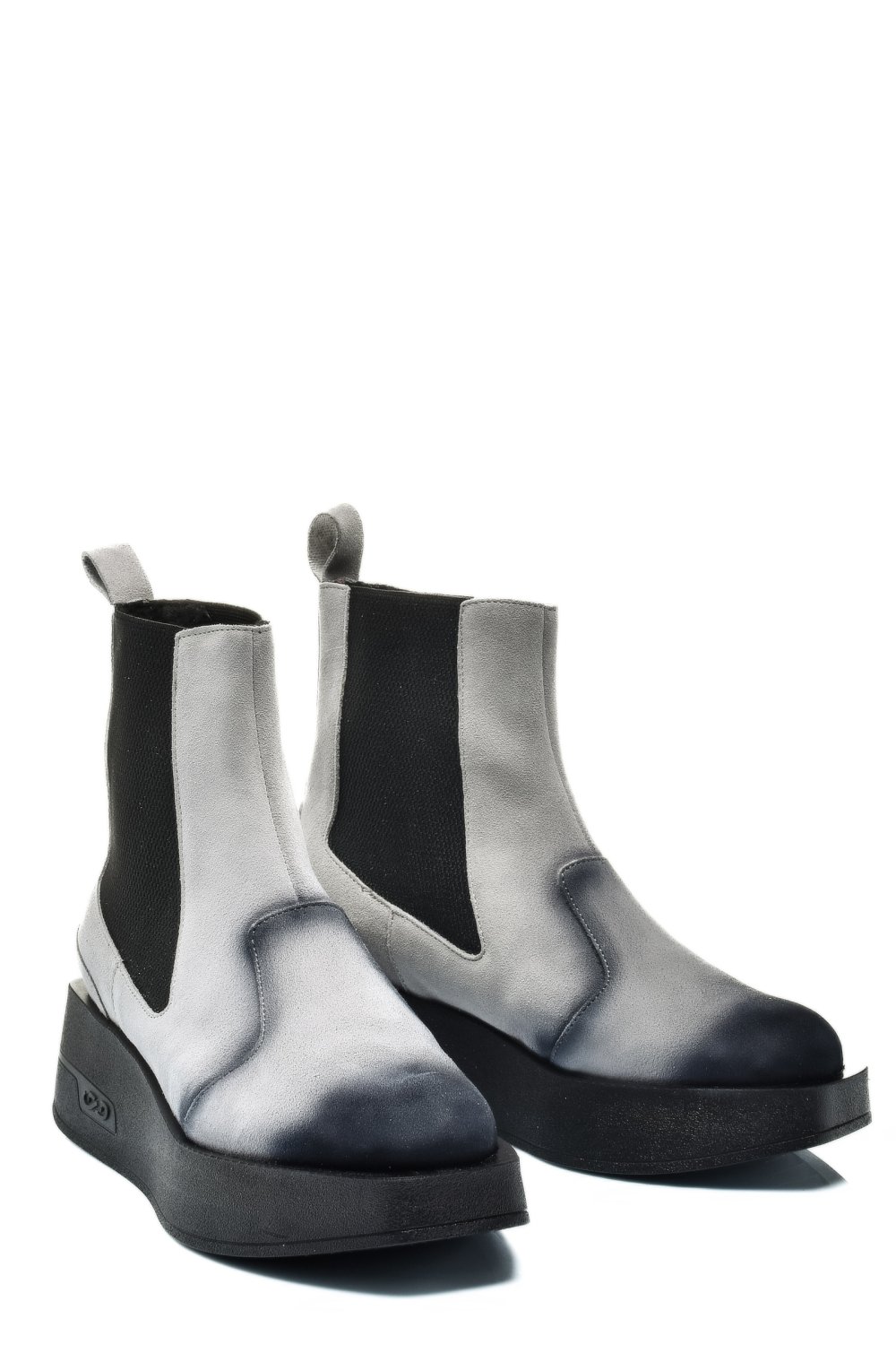 GHETE GRI NEGRU PIELE NATURALA INTOARSA 2S7700