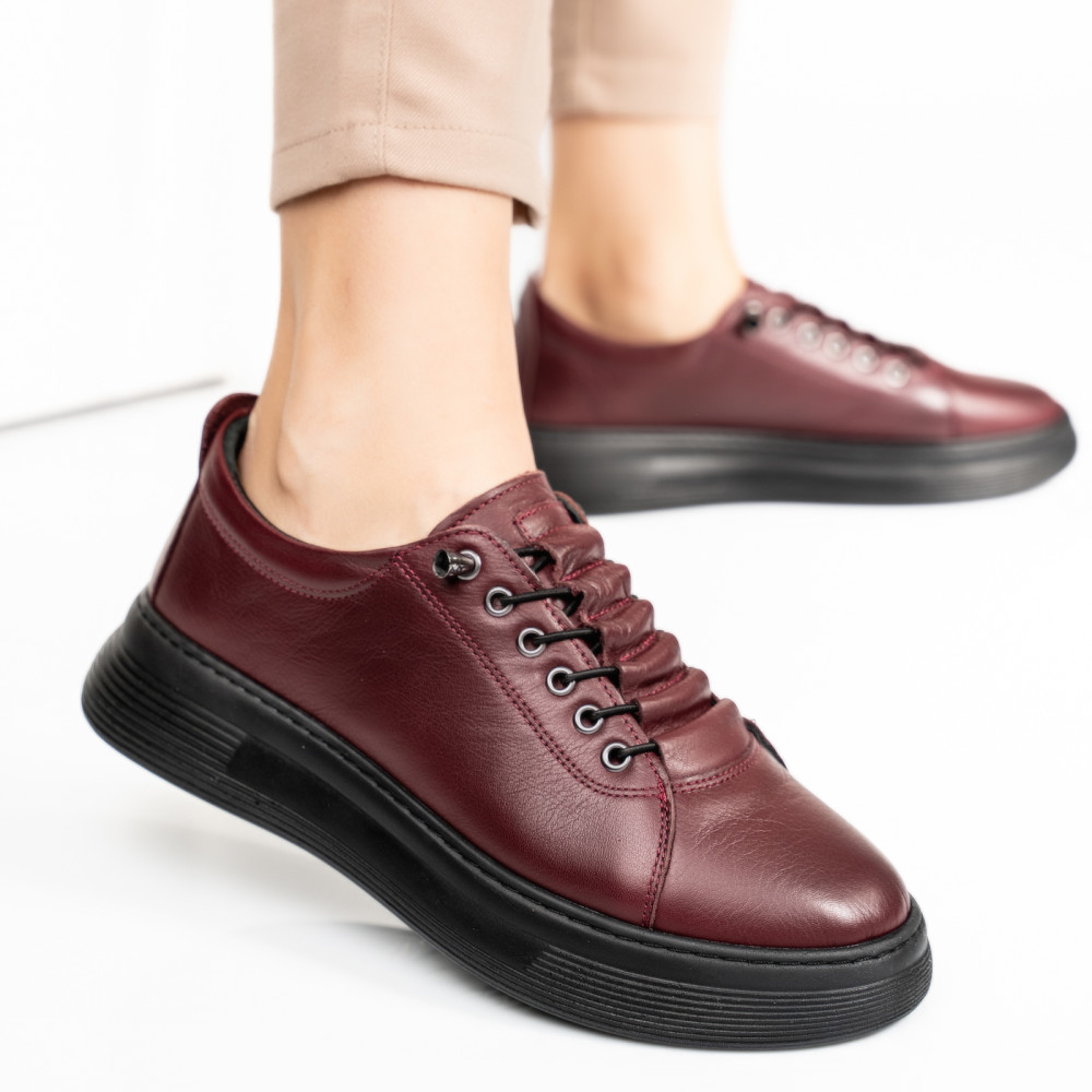 PANTOFI SPORT BORDO PIELE NATURALA 7S77202