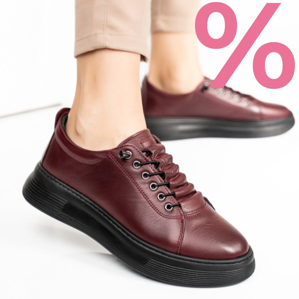 PANTOFI SPORT BORDO PIELE NATURALA 7S77202