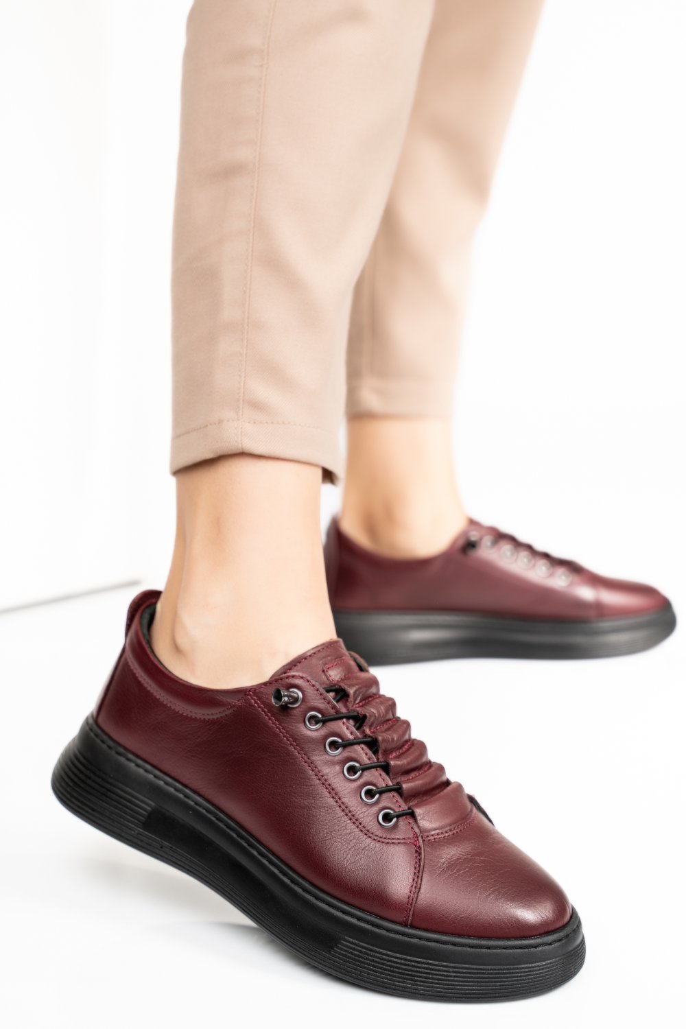 PANTOFI SPORT BORDO PIELE NATURALA 7S77202