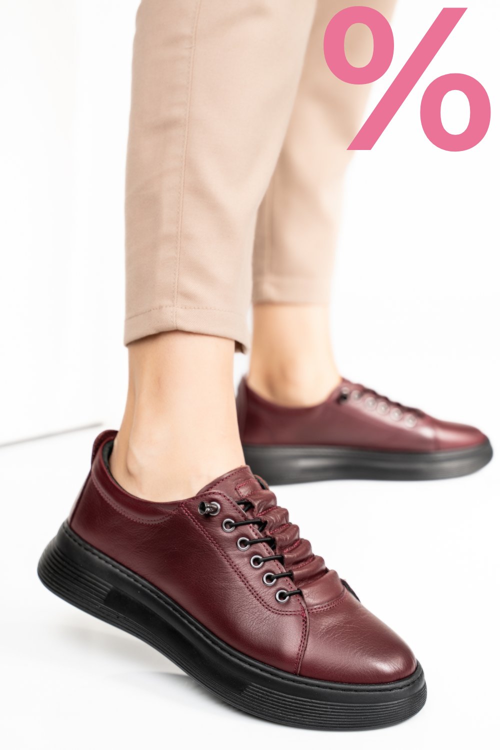 PANTOFI SPORT BORDO PIELE NATURALA 7S77202