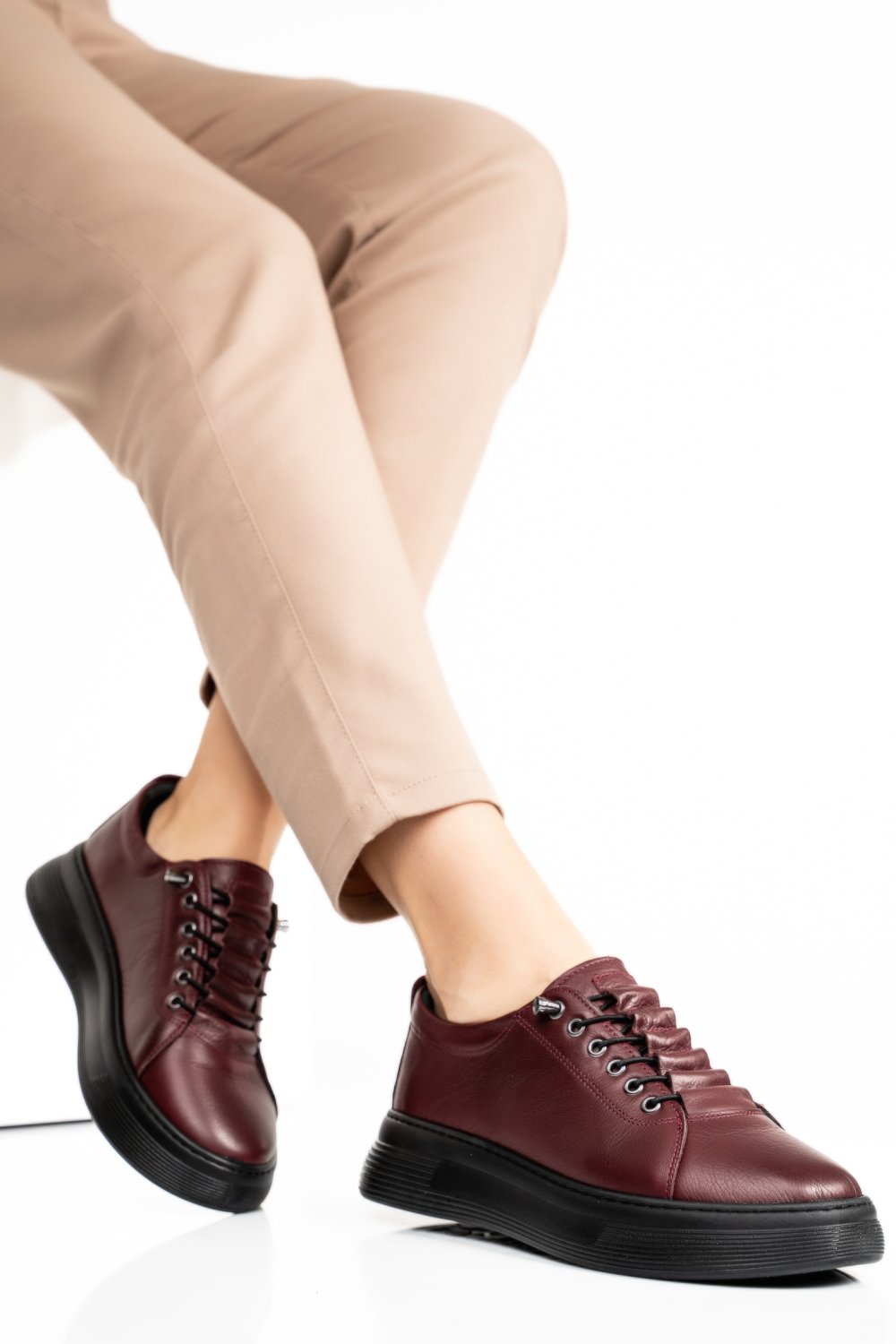 PANTOFI SPORT BORDO PIELE NATURALA 7S77202