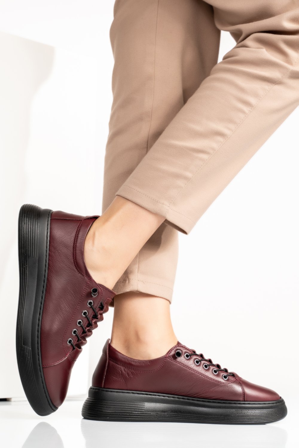 PANTOFI SPORT BORDO PIELE NATURALA 7S77202