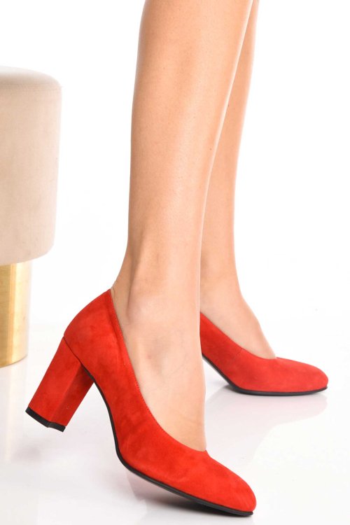 Pantofi rosii piele naturala intoarsa 3s77015