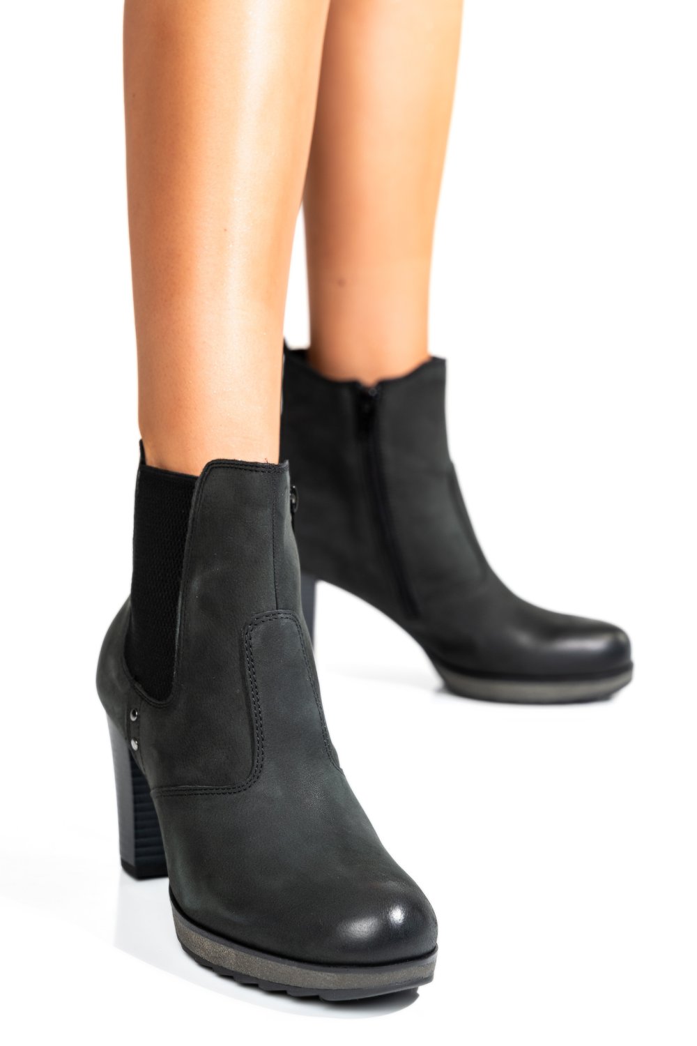 BOTINE DAMA PIELE NATURALA NEGRE CU TOC 2S77854