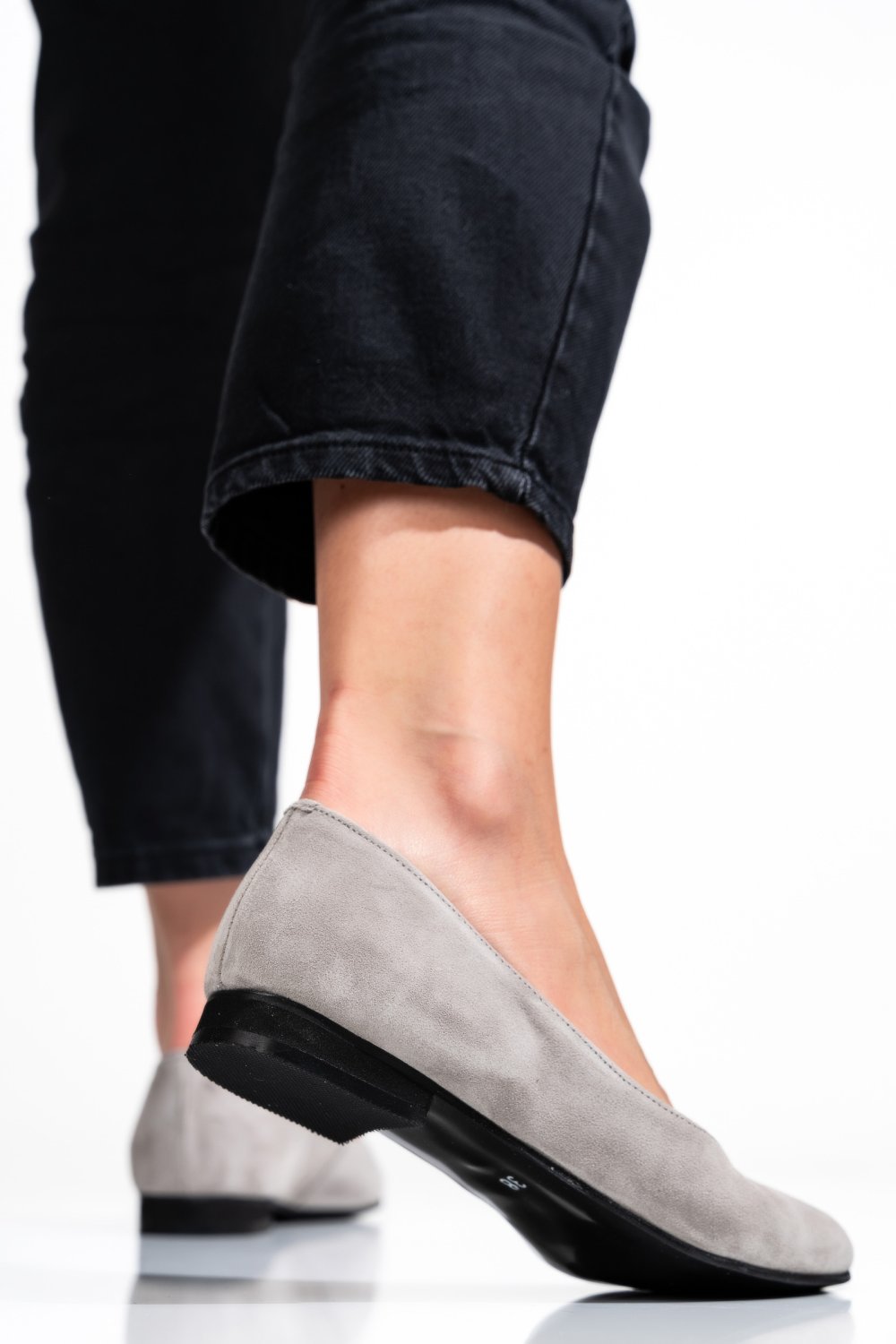 BALERINI GRI PIELE NATURALA INTOARSA 4S7750B