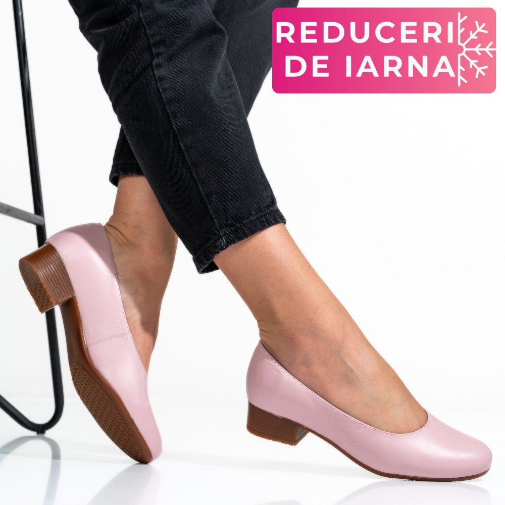 PANTOFI DAMA PIELE NATURALA ROZ TOC MIC 2S77040