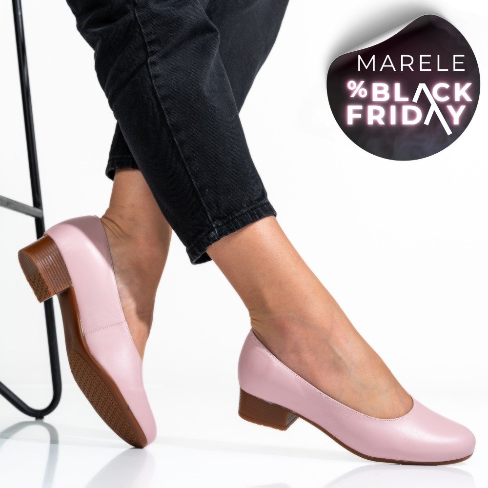 PANTOFI DAMA PIELE NATURALA ROZ TOC MIC 2S77040