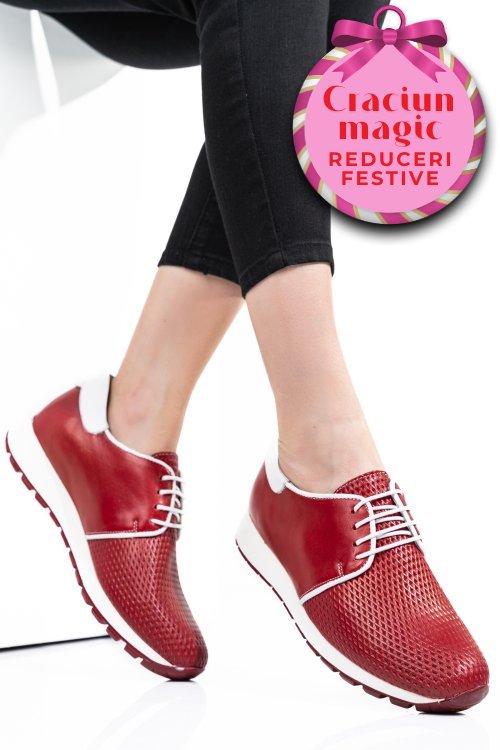 Pantofi sport red white piele naturala 1pc12741