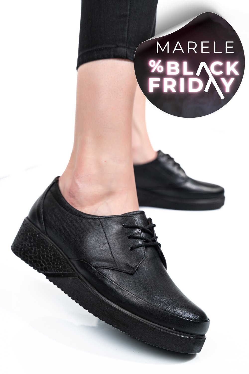 PANTOFI NEGRI PIELE NATURALA 6PC24