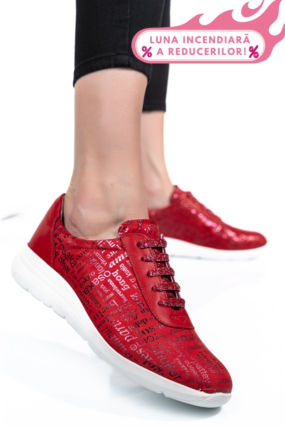 PANTOFI SPORT ROSII PIELE NATURALA 1PC7555