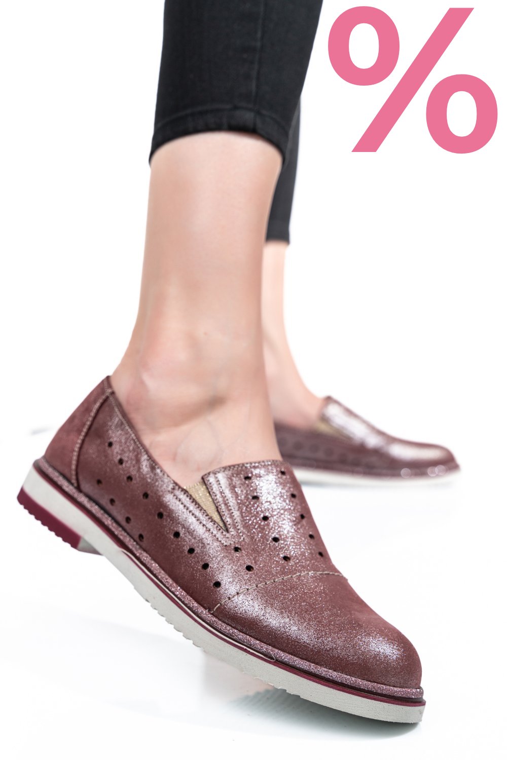 ESPADRILE ROZ SIDEF PIELE NATURALA 1PC14109