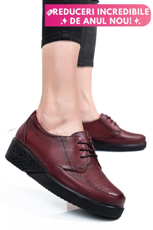 Pantofi bordo piele naturala 6pc24
