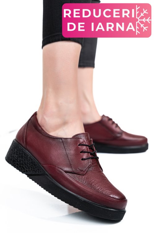 Pantofi bordo piele naturala 6pc24
