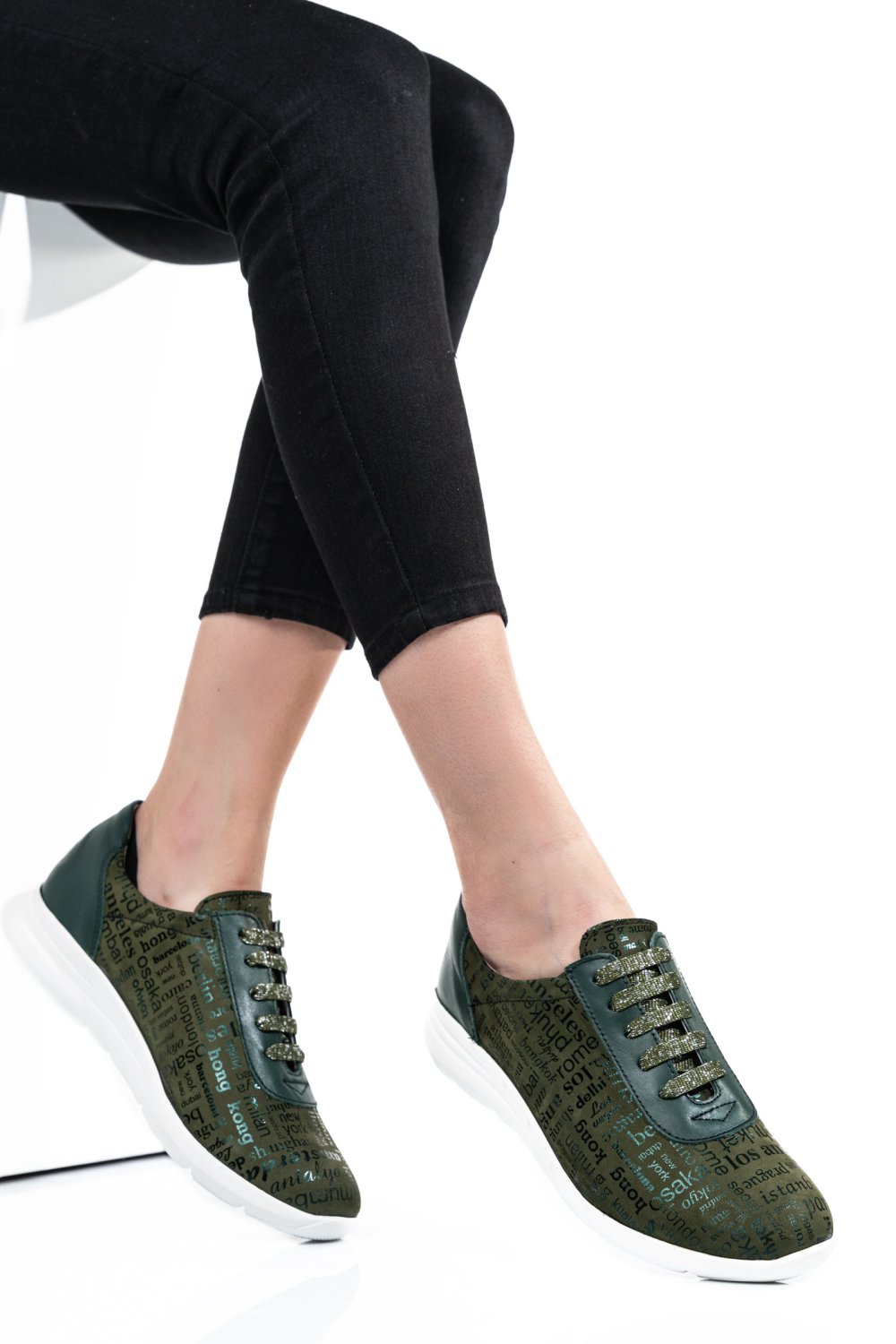 PANTOFI SPORT VERZI PIELE NATURALA 1PC7555