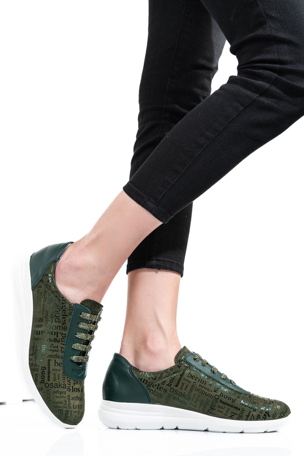 PANTOFI SPORT VERZI PIELE NATURALA 1PC7555