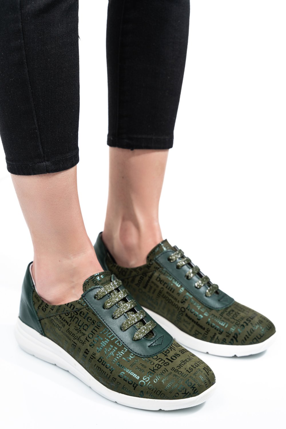 PANTOFI SPORT VERZI PIELE NATURALA 1PC7555