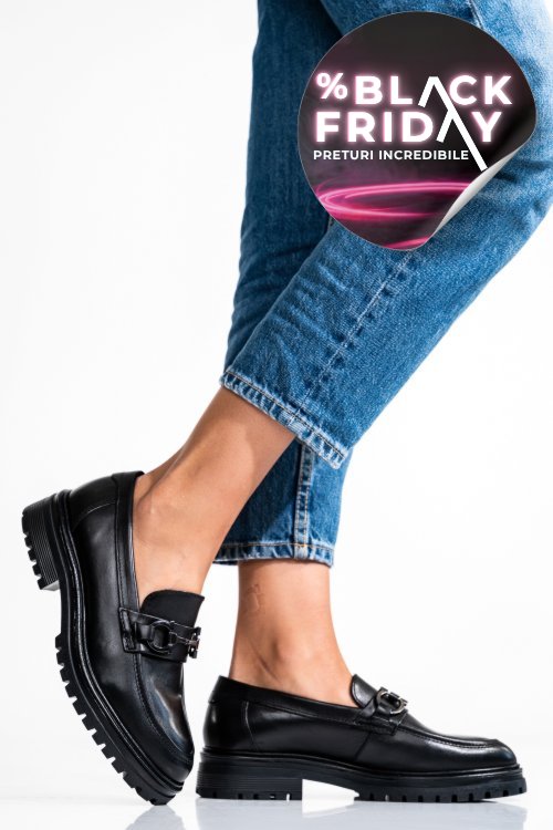 Pantofi negri piele naturala ub033207