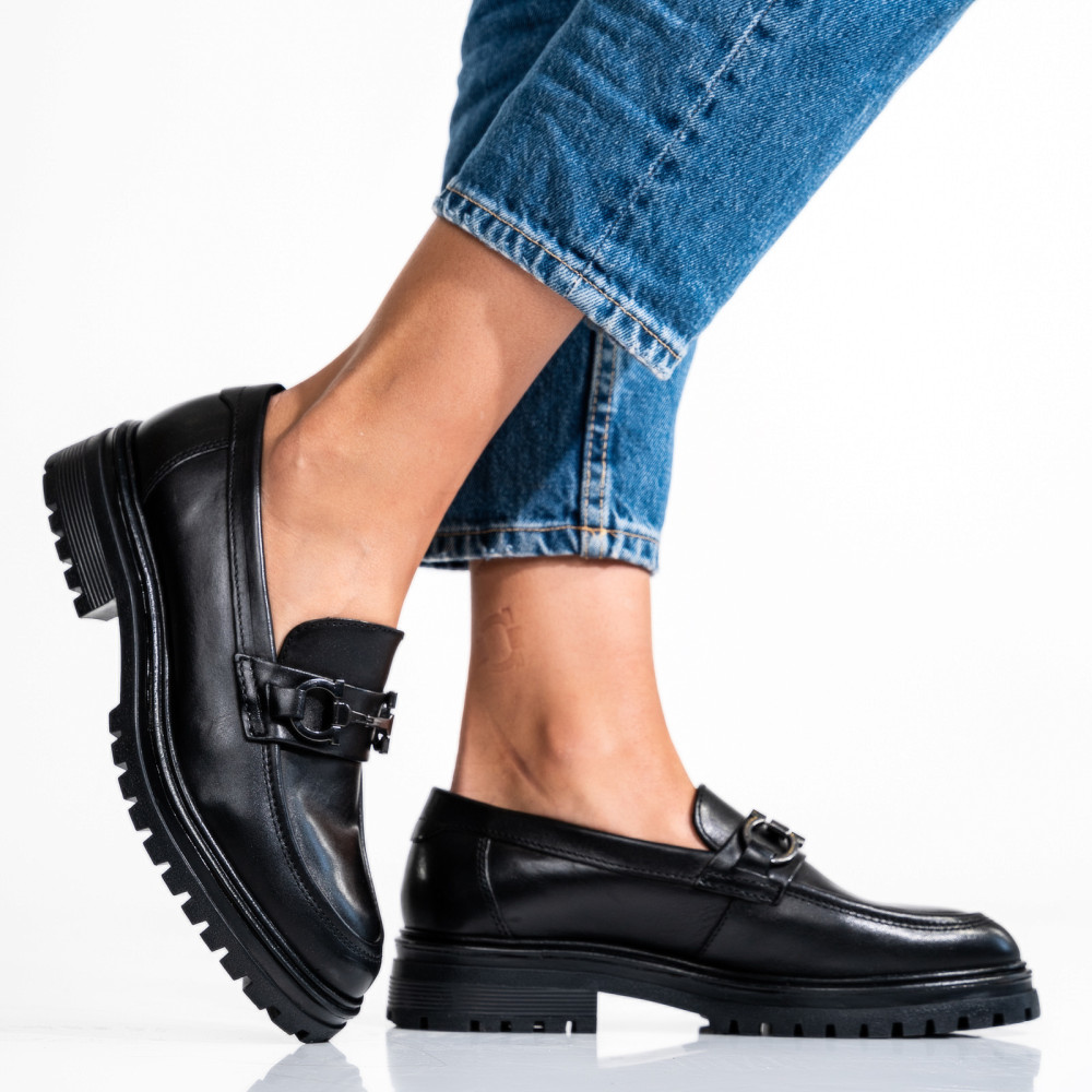 PANTOFI NEGRI PIELE NATURALA UB033207