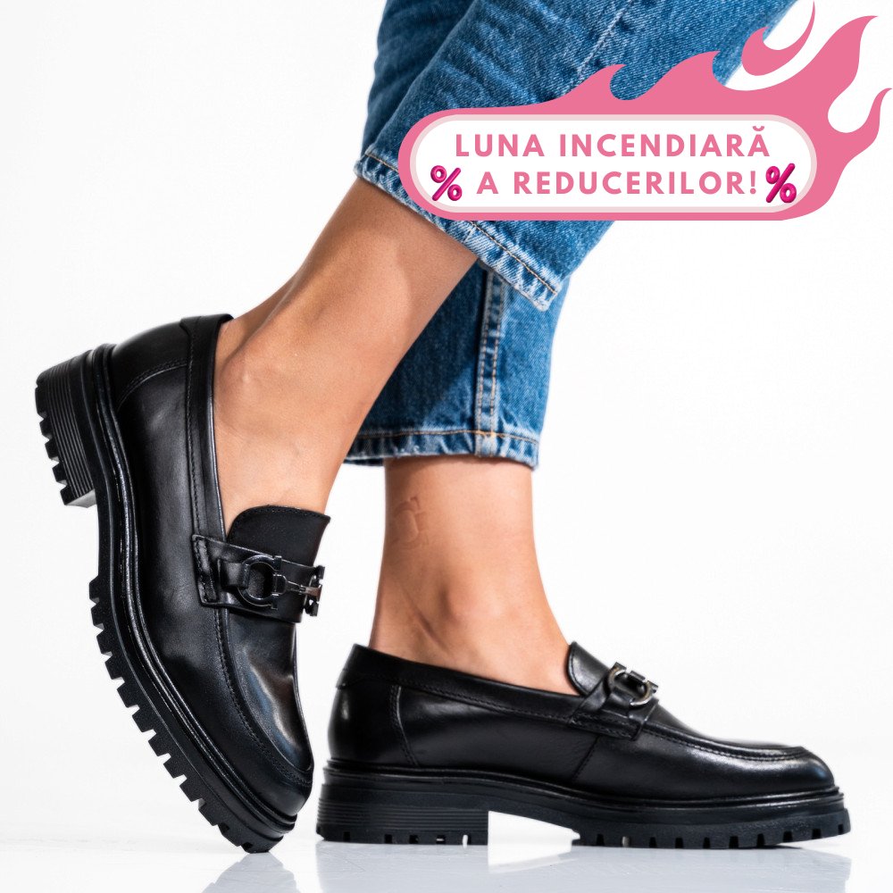 PANTOFI NEGRI PIELE NATURALA UB033207