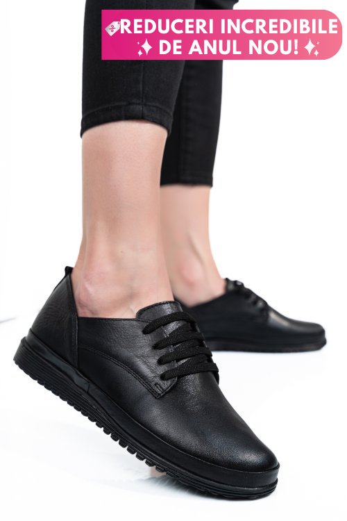 Pantofi negri piele naturala 5s7766