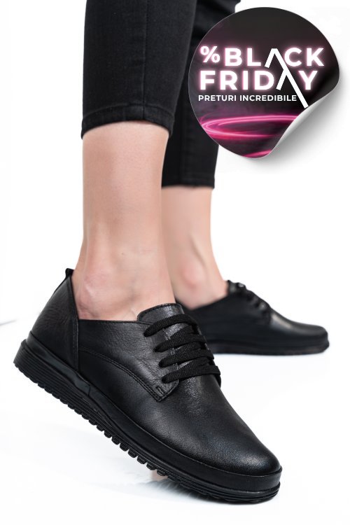 Pantofi negri piele naturala 5s7766