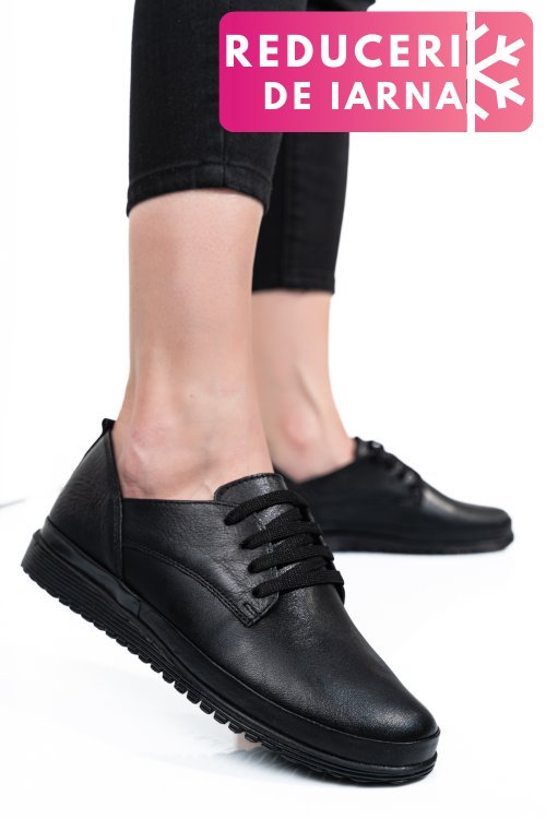 Pantofi negri piele naturala 5s7766