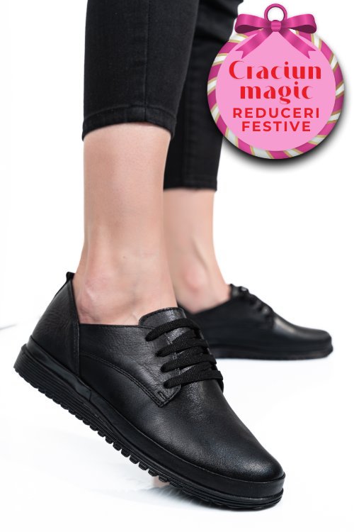 Pantofi negri piele naturala 5s7766