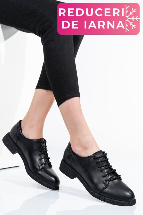 Pantofi negri piele naturala 3s7798