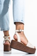SANDALE BEJ PIELE NATURALA NS77R1PAT