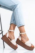 SANDALE BEJ PIELE NATURALA NS77R1PAT