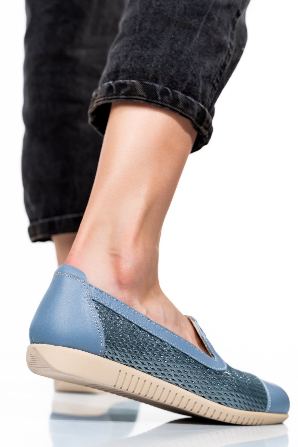 ESPADRILE ALBASTRE PIELE NATURALA 1PC16311